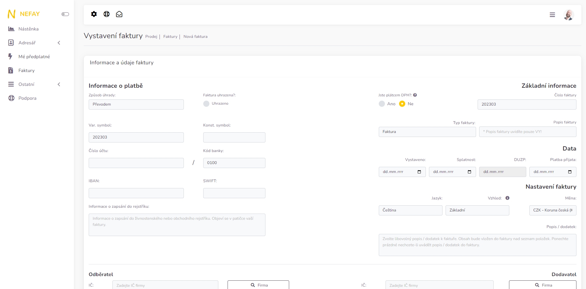 Fakturační systém s terminály